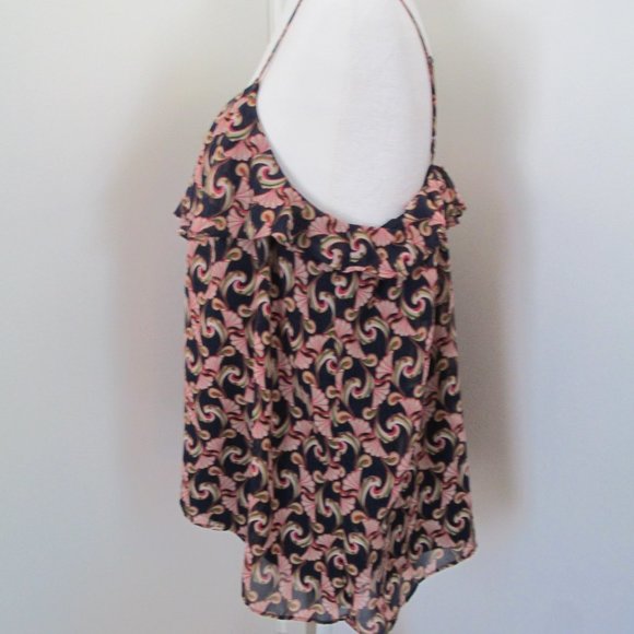 Webster Miami for Target Blue Print Ruffle Neck Cami Size L - Picture 6 of 14
